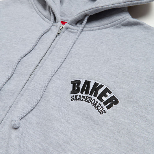 BAKER ARCH LOGO ZIP-UP HOODIE HEATHER GREY