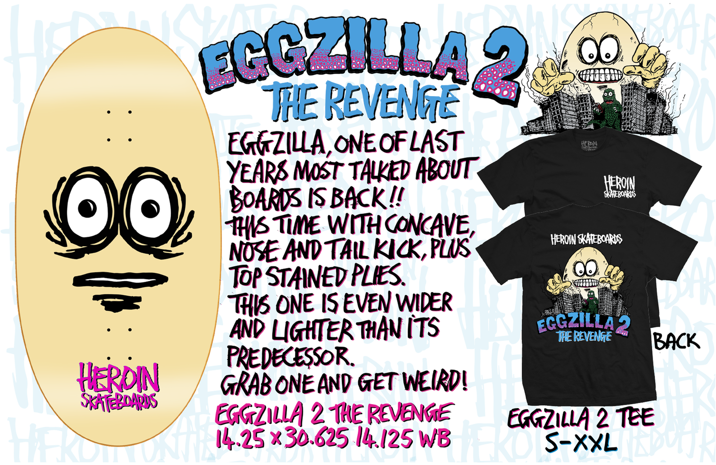 HEROIN SKATEBOARDS EGGZILLA TEE BLACK