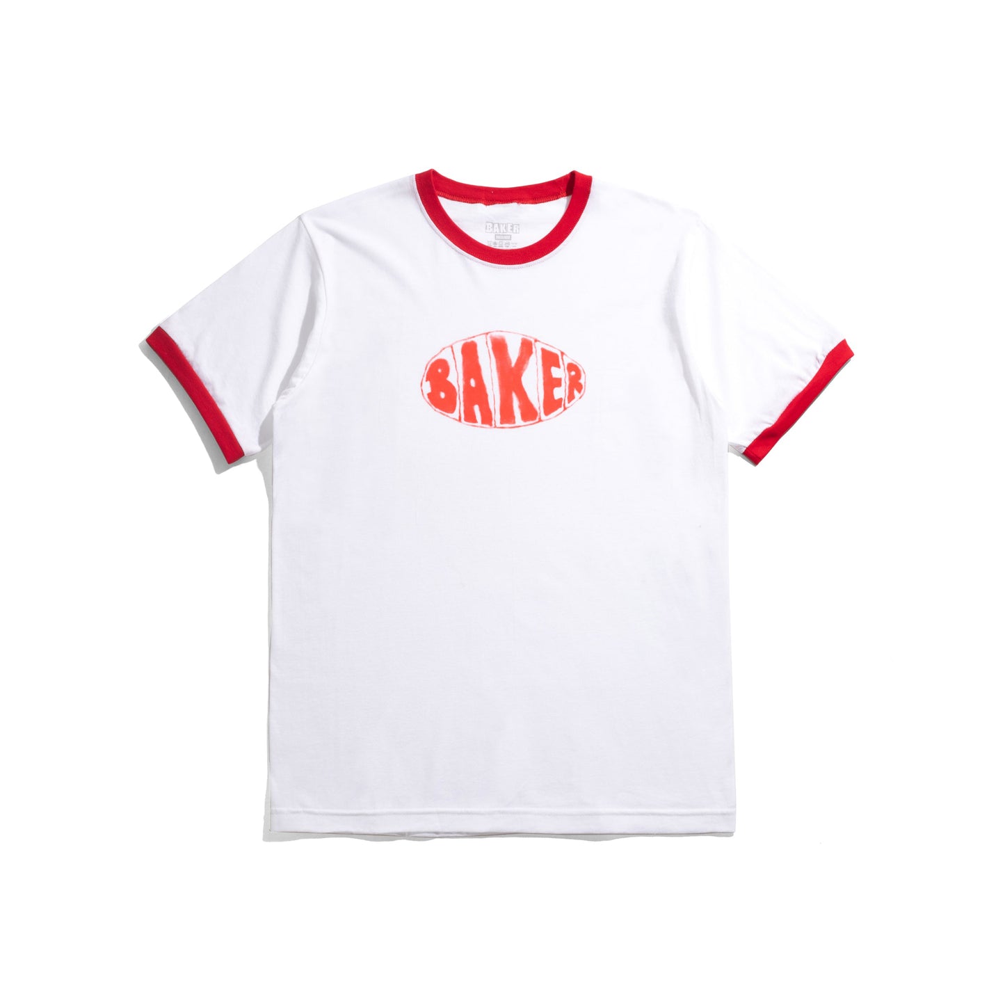 BAKER SPRAYED OVAL RINGER TEE WHITE