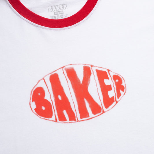 BAKER SPRAYED OVAL RINGER TEE WHITE