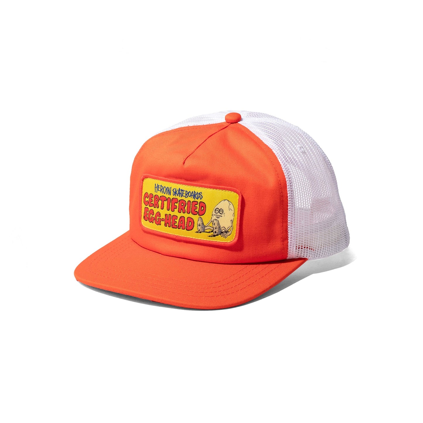 HEROIN SKATEBOARDS CERTIFRIED TRUCKER HAT ORANGE