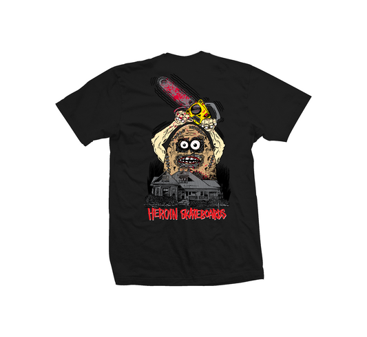 HEROIN SKATEBOARDS TEGGXAS CHAINSAW TEE BLACK