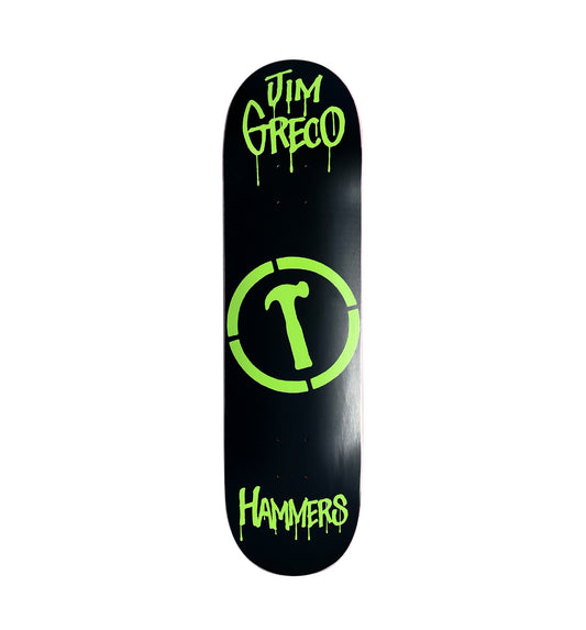 GLOW IN THE DARK | BLACK GRECO HAMMER LOGO DECK 8.25