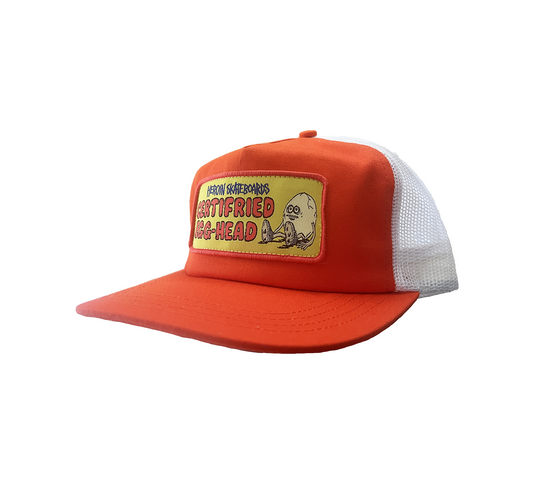 HEROIN SKATEBOARDS CERTIFRIED TRUCKER HAT ORANGE