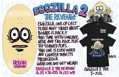 HEROIN SKATEBOARDS EGGZILLA TEE BLACK
