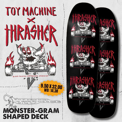 THRASHER X TOY MACHINE MONSTER-GRAM DECK 9.5"