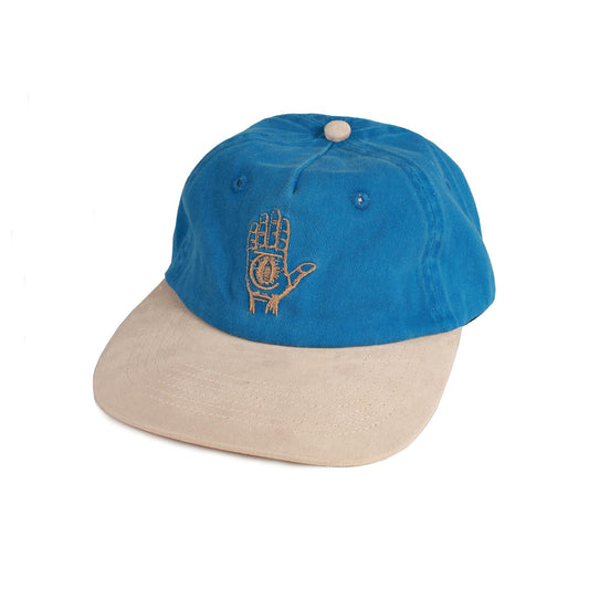 THEORIES HAND OF THEORIES SNAPBACK HAT DENIM/BROWN SUEDE