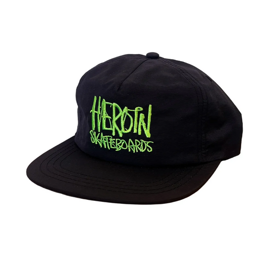 HEROIN SCRIPT LOGO HAT BLACK & GREEN