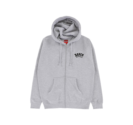 BAKER ARCH LOGO ZIP-UP HOODIE HEATHER GREY