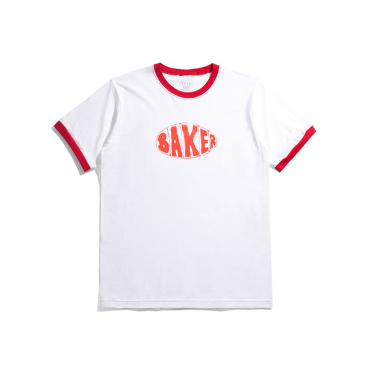 BAKER SPRAYED OVAL RINGER TEE WHITE