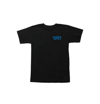 SUICIDAL SKATES POOL SKATE BLACK/BLUE TEE - LARGE